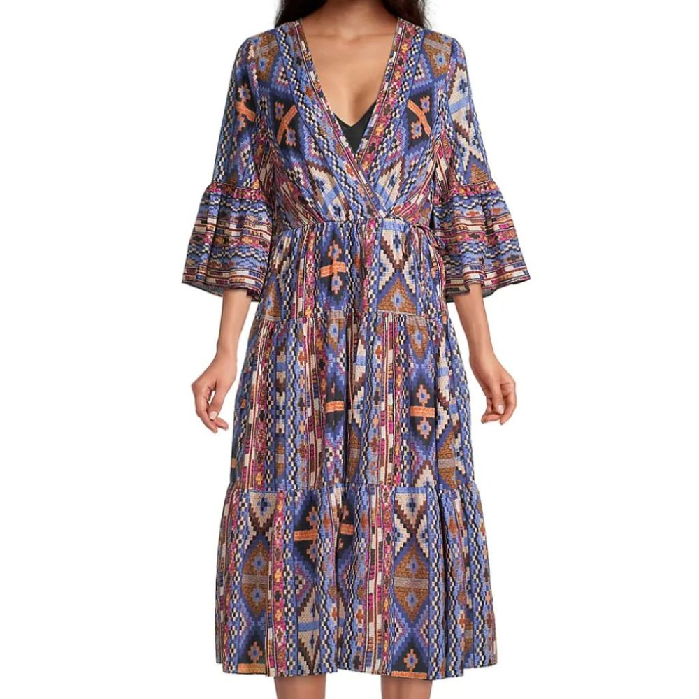 KOBI HALPERIN PRINTED FAUX WRAP DRESS